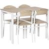 HOMCOM Set da Pranzo da 5 Pezzi con 1 Tavolo Rettangolare e 4 Sedie, in Metallo e MDF, Grigio e Bianco