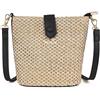 AdiStylinno Borsa a tracolla da donna, in paglia, per l'estate, la spiaggia, in tessuto, alla moda, retrò, per spiaggia, viaggi, vacanze, Nero , 18 x 8.9 x 18 cm / 7.1 x 3.5 x7.1