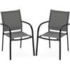 FANTASK Sedie da terrazza in textilene e struttura in metallo, set da 2 sedie da giardino, con braccioli fino a 150 kg, portata 61 x 58 x 85 cm (grigio)