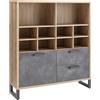 Composad | Libreria della Linea LAFABRICA con 2 Cassetti, 1 Anta e 10 Vani, Libreria Moderna stile Industrial, (LxAxP) 131,60x147,20x35 cm, Colore Rovere Oak Mielato e Grigio Tadao, Made in Italy
