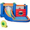 Outsunny Castello Gonfiabile Bambini 3-8 Anni con Piscina, Scivolo e Trampolino