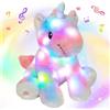 Hopearl Giocattolo musicale a LED con unicorno, luce colorata sul canto, giocattolo regolabile, Lullaby animato, regalo di compleanno per bambini, Toddler Girls, arcobaleno, 30,5 cm
