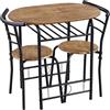 Yaheetech Set Mobili da Bar Tavolo e 2 Sedie Sala da Pranzo Cucina Piccoli Spazi Salvaspazio Balcone per 2 Persone in Legno e Metallo Sedia Portata 136 kg Marrone Retro