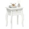 HOMCOM Tavolino da Salotto Stile Francese con Cassetto, Tavolo Piccolo e Comodino con Gambe Curve per Soggiorno e Camera da Letto, 45x35x55 cm, Bianco