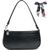 Aucuu Borsa a tracolla da donna in pelle con motivo coccodrillo retrò in morbida finta pelle, piccola borsa a tracolla classica per donna anni '90 mini borse con catena, nero, Rétro