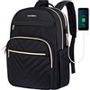 VANKEAN 15,6 pollici Laptop Backpack per donne uomini lavoro moda con porta USB, impermeabile borsa zaini T elegante viaggio Daypacks casual per la università, affari, nero
