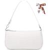 Aucuu Borsa a tracolla da donna in pelle con motivo coccodrillo retrò in morbida pelle PU, piccola borsa a tracolla classica per donna anni '90 mini borse con catena, bianco, Contemporaneo