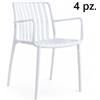 GTR PZ.4 Sedia Modello Erica con Braccioli in Polipropilene, Poltrona colore Bianco, Dimensioni 52x45x80cm