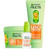 Garnier Fructis Lisci Cheratina Set Shampoo 200ml + Maschera Trattamento Lisciante Cheratina Vegetale e Olio di Argan 370ml + Siero Termoprotettore Lisci Impeccabili 50ml per Capelli Crespi - Set da 3