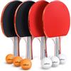Abco Tech Set di racchette e palline da ping pong, 4 ping-pong e 6 palline da ping pong, in morbida spugna di gomma, giochi professionali e ricreativi, per 2 o 4 giocatori