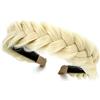 TOECWEGR Fascia per capelli intrecciata Messy Wide 2 Strands Fluffy Braids Wig with Tooth Women Headband Band (Goldbraun)