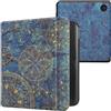 kwmobile Custodia eReader Compatibile con Kobo Libra Colour Cover - eBook Reader Flip Case - giallo/blu scuro - Mandala Dorato