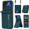 ZHOZEXIN Compatibile con Samsung Galaxy Z Flip 4 Stand Stile elegante custodia flip in pelle, portafoglio con cerniera, scomparto per carte, scomparto per denaro, custodia per cellulare con cordino