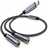 Avigers USB C to 3.5mm Aux Audio Headphone Splitter, 2-in-1 Audio Jack Adapter with Chip Jack Adapter Compatible with iPhone 16/15 Pro Max, Pro, Plus, iPad Air/Pro, Galaxy S23 S22 S21, Pixel 7 6 Pro 5
