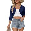 Gyabnw Cardigan Corto Donna Elegante Bolero Donna 3/4 Maniche Maglione Lavorato a Maglia Cava con Scollo a V, Adatto per Bretelle, Gonna Lunga,Gilet, Jeans, Gonne alla Moda