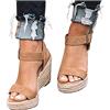 Bluelucon Sandali con zeppa e plateau con zeppa, estivi, con zeppa, con tacco alto, da spiaggia, da spiaggia, per feste, comode scarpe estive in sughero, marrone, 37 EU