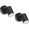 ledscom.de 2 spot a parete WAIKA con interruttore nero opaco GU10 Lampada LED bianco caldo a 3 livelli di dimmerazione: max. 500lm cad.