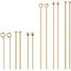 BENECREAT 144 Pezzi 3 Stili Spilli a Testa Sferica in Ottone Placcato Oro 18K con Chiodini a Occhiello e Spilli a Testa Piatta Kit per Creazione Gioielli per Orecchini e Bracciali 2 Dimensioni/Stile