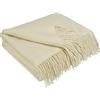 LYHome Plaid Cashmere con Lana Merinos - Coperta Invernale, Copriletto per Letto Divano, Singolo Matrimoniale Mezza Stagione, Coperte Pura Lana Morbida 140 x 200 cm, Bianco Sporco A spina di pesce