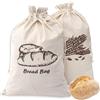 JOOTUEPO 2 Pezzi Sacchetto Portapane, Ssacchetto del Pane in Cotone e Lino, Sacchetti Riutilizzabili per il Pane, Tasche con Coulisse Anche per la Conservazione Degli Alimenti (29 x 44 cm)