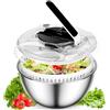 Carastek Centrifuga per Insalata in Acciaio Inossidabile, 4,5L Centrifuga Insalata Grande Easy Press Lavatrice per Verdura Frutte Asciugatrice Manuale con Coperchio per Verdure, Erbe, Bacche, Frutta