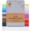NatureMark Lenzuolo con angoli elasticizzati in jersey, in 100% cotone, in molti colori e misure, conforme all'Oeko-Tex Standard 100, 120 x 200 cm, Grigio argento