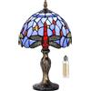 MIAOKE Lampada in stile Stained Glass Lamp, Creativo Pastorale Minimalista Stil, soggiorno, bar Lampada da tavolo con luce spina mediterranea, Lampadina E27 NON inclusa