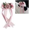 ThaiRoot 4 pezzi Fiocco per auto in seta per matrimonio, decorazione per auto, simulazione di rose, fiocco per maniglia della porta o specchietto retrovisore, decorazione per sedia da matrimonio, fiocco con