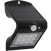 Generico Applique Solare LED Omega da Esterno, 1,5W, 220 Lumen, 4000K, Sensore Crepuscolare e PIR, Batteria 1200mAh (Nero)