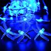KINGCOO Stringa di luci a forma di libellula, 5 m, 20 LED, a energia solare, luci decorative per feste di compleanno, matrimoni, Natale, per interni, camera da letto, esterni, casa, giardino, estate,