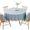BHOMTY Tovaglia rotonda in cotone e lino antimacchia Adatto per tavoli da pranzo, tavolini da caffè, balconi e giardini Azzurro Diametro 120 cm