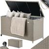BAKAJI Baule Portaoggetti da Giardino in Polyrattan 420 Litri, Box da Esterno Impermeabile Resistente ai Raggi Uv, Cassapanca XXL con Ruote per Trasporto e Maniglia, 121 x 55 x 60 cm (Crema)