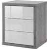 COMPOSAD | Cassettiera della Linea PRATICO con 3 cassetti, Cassettiera Scrivania per Ufficio, (LxAxP) 55x65,50x45,20 cm, Colore Cemento e Bianco Laccato, Made in Italy