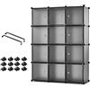 Mondeer ‎Mondeer Armadio modulare cubi componibili in plastica, Guardaroba Modulare Organizer con Appendiabiti, Portaoggetti Grigio 12 cubi