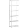 Mondeer Scaffale, Scaffale Portaoggetti in Metallo, 6 Livelli, con 8 Ganci, Regolabile in Altezza, Utilizzabile in Cucina,Bagno,Soggiorno, Balcone, Argento