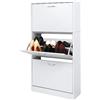 Meerveil Scarpiera Salvaspazio con 3 Ante a Ribalta, Divisore Regolabile e Rimovibile, Scarpe Scaffale Bianco, Legno Mensola Organizzatore per Casa, Ingresso, Soggiorno, Bianco