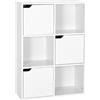 Mondeer Meerveil Libreria Scaffale in Legno, per Soggiorno, libreria a 6 cubi con 3 Porte, Adatto per uffici, Studio, Scaffale per CD, Bianco
