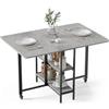 Mondeer Tavolo da pranzo pieghevole mobile con 2 ripiani aperti per piccoli spazi, sala da pranzo, cucina, 120 x 80 x 75 cm, grigio