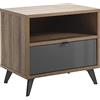 Composad | Comodino della Linea INFINITO con 1 Cassetto e 1 Vano, Elegante e Moderno, Camera da letto, (LxAxP) 59,6x55,5x40,5 cm, Grigio Titanio Laccato e Noce Brera, Made in Italy