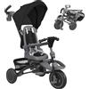 AIYAPLAY Triciclo per Bambini 6 in 1 con Maniglione di Spinta e Sedile Girevole, 111.5x52x98 cm, Nero | Aosom Italy