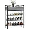 HOMCOM Porta Scarpe a 4 Livelli, Stand per Ingresso per Fino a 9 Paia di Scarpe, Pannello Truciolare, Metallo, Grigio | Aosom Italy