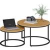 HOMCOM Set di 2 tavoli bassi ad incastro design industriale piano effetto cemento gambe in metallo marrone | Aosom Italy