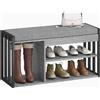 HOMCOM Scaffale per Scarpe con Panca, Scaffale per Corridoio per Scarpe, Mobile Portascarpe con Design a 3 Livelli, per Ingresso, Corridoio, Soggiorno, Camera da Letto, Grigio | Aosom Italy