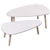 HUOLE Set di 2 Tavolini da Salotto Tavolini Sovrapponibili Design Moderno,Tavoli Bassi da Caffè con Gambe in Legno per Soggiorno,Camera, balcone,Due ovali: bianchi