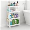 powerking 4-Tier Slim Rolling Utility Storage Cart, Carrello, Organizzatore di scaffali mobili per cucina, lavanderia, soggiorno, balcone, bagno, ufficio, posti stretti (Bianco, 4-Tiers)