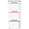 Blueline Calendario da parete colorato 2023, tre mesi, 14 mesi, da dicembre 2022 a gennaio 2024, rilegatura a doppio filo dorato, 31,1 x 68,6 cm, design con foglie (C171129-23)