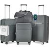 Joyway Set di valigie Valigia da viaggio a guscio rigido 4 pezzi con serratura TSA Set di valigie espandibili Include 1 borsa da viaggio Grigio