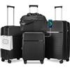 Joyway Set di valigie Valigia da viaggio a guscio rigido 4 pezzi con serratura TSA Set di valigie espandibili Include 1 borsa da viaggio Nero