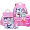 Hello Kitty Sanrio Zainetto Bambina 4 Pz Set Borraccia Astuccio Isolata Borsa Portapranzo Kawaii Anime Accessori Scuola