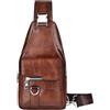Hnonoxy Borsello Uomo Tracolla Zaino Monospalla Uomo Pelle Borsa a Tracolla Uomo Piccolo Impermeabile Borse a Spalla Sling Bag Piccolo Crossbody Bag per Viaggi Ciclismo Campeggio (Marrone scuro)